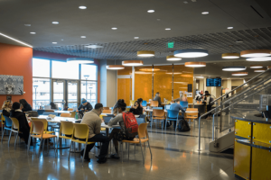 students in the café