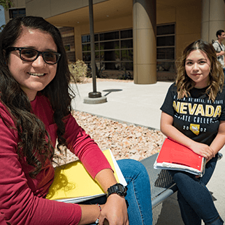 two women siting outside of nevada state