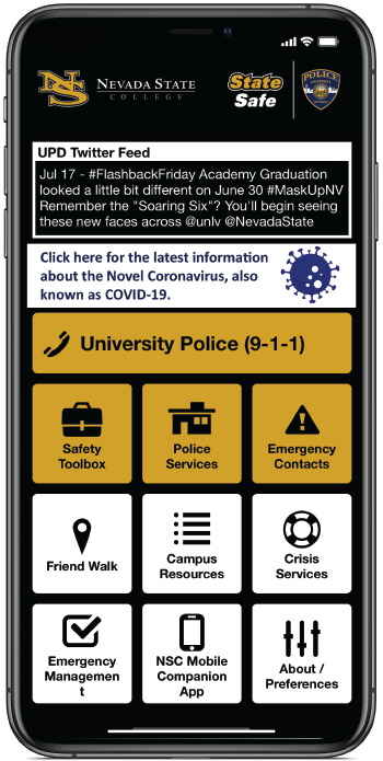 Cell phone with the state safe app on the screen