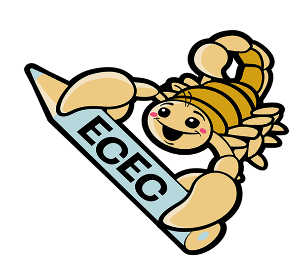Scorpion holding a pencil titled 'ECEC'